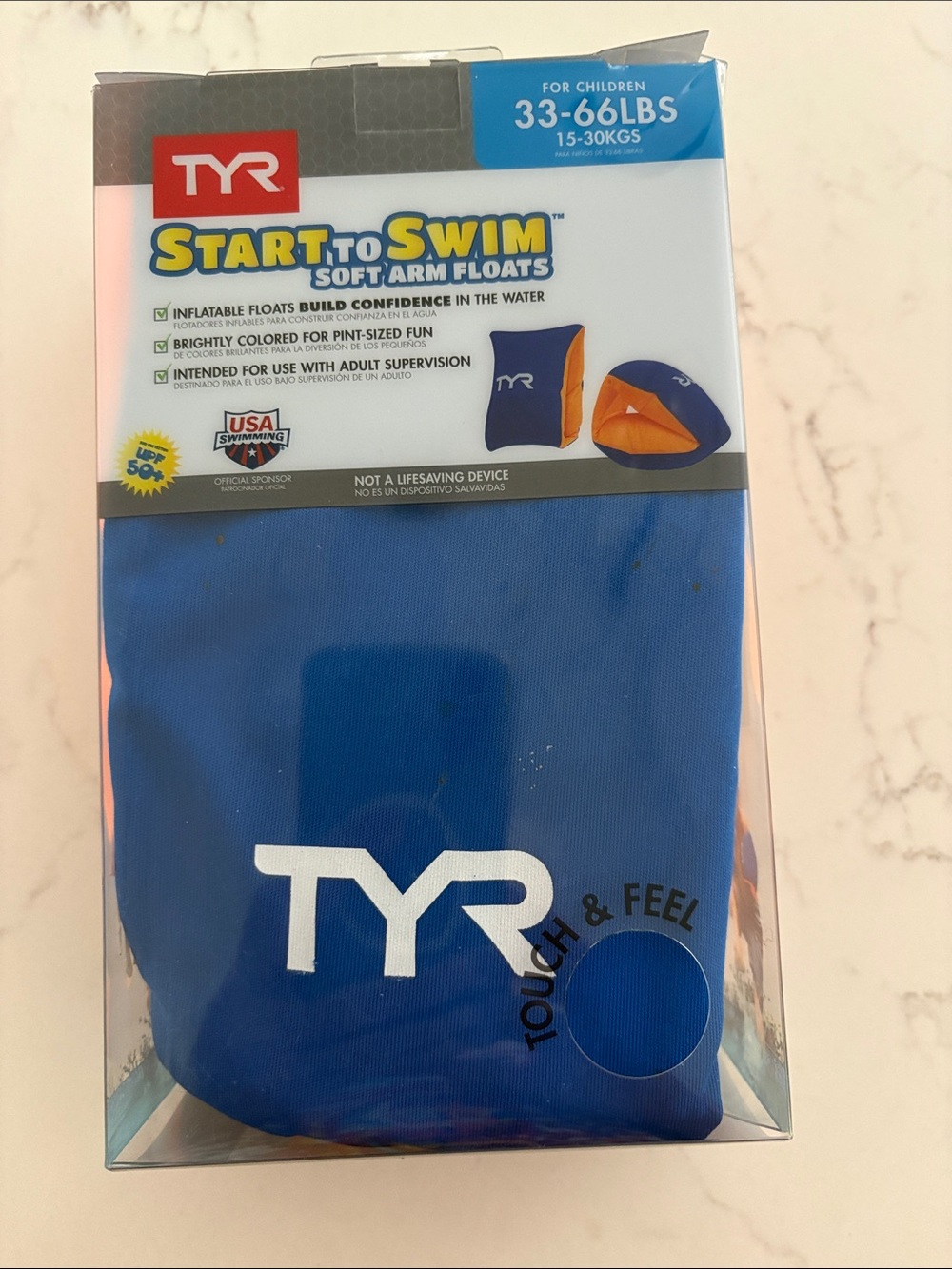 TYR Blue and Orange Start to Swim Soft Arm Floats. NWT